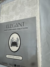 Vinyl White Tablecloth Pack Size 52 X 108 Ovel Easy Care