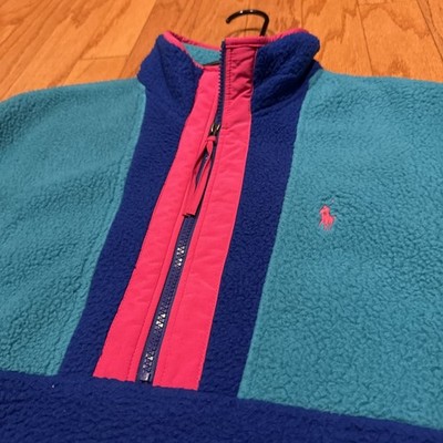 Polo Ralph Lauren 90s Retro Funk Sherpa Fleece Pullover Jacket