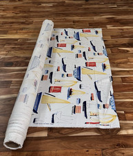 Vintage Covington Nautical Sailboat Fabric 25 Yards Coastal Decor Cotton Canvas