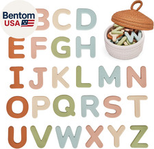 Silicone Alphabet Magnetic Letters, 26 Uppercase ABC Fridge Magnets for Toddlers