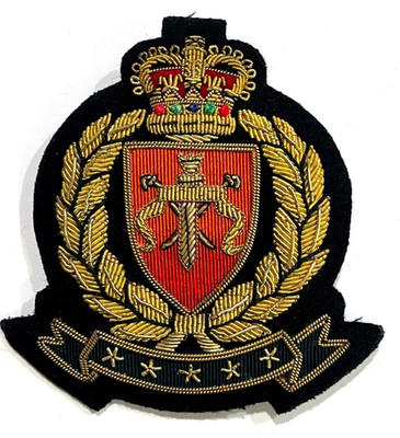 Royal Sword Crest Star Embroidered Gold Bullion Patch Badge Blazer Brooch Vintag