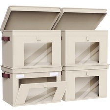 Storage Bins with Lids, Large Closet Organizers and Storage with Handles Wi...