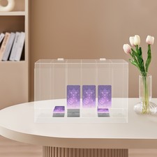 6-Slot Acrylic Card Storage Display Stand Card Pack Dispenser with Cover,