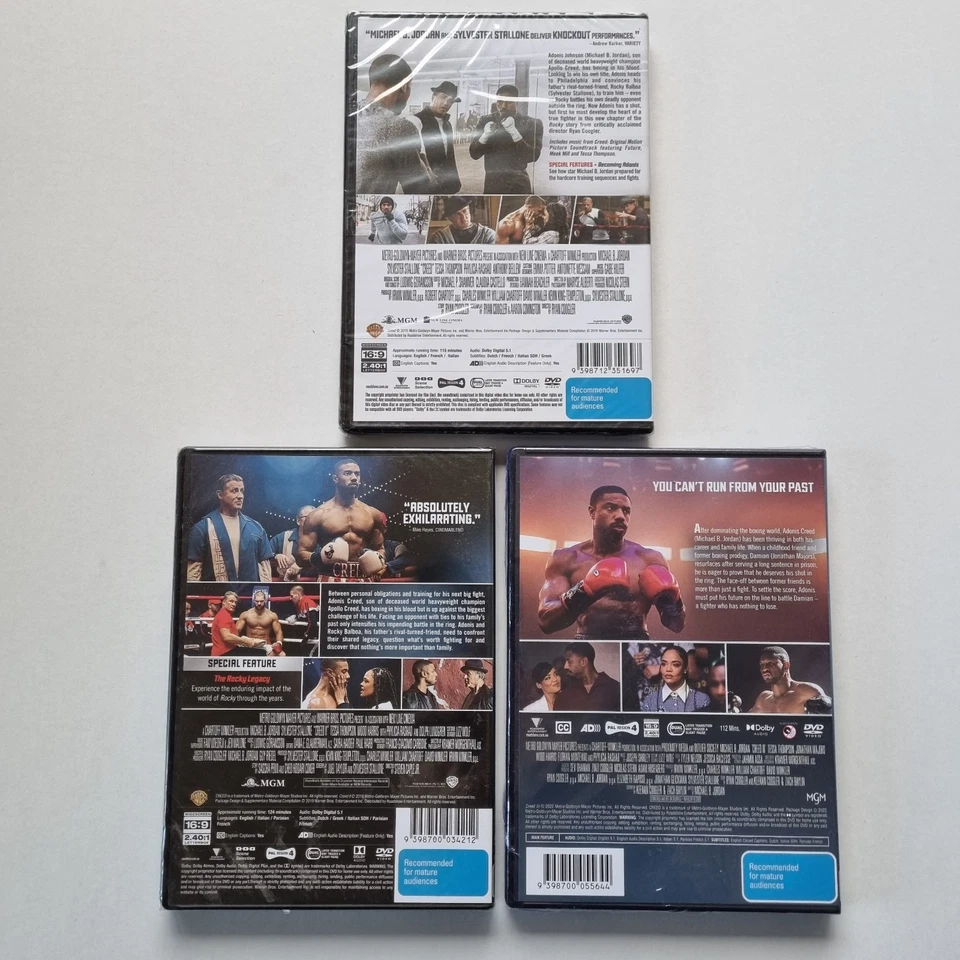 Creed | 3-Movie Collection (DVD, 3-Disc) PAL Region 4 (Michael B. Jordan) SEALED - image 3 of 4