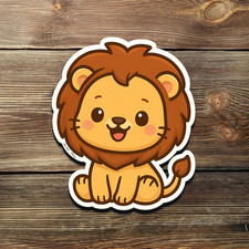 Cute Chibi Lion Sticker   Kawaii Jungle Animal Vinyl Decal for Kids  Gifts