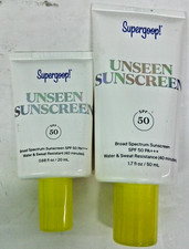 2x Supergoop Unseen Clear  Invisible Face Sunscreen - SPF 50 1.7oz  .68oz