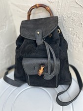 Vintage Gucci Bamboo backpack made of black suede and leather Small