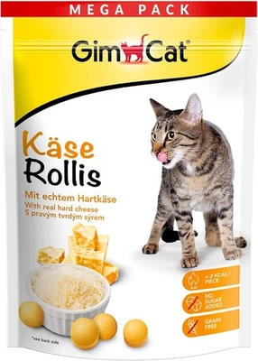 GimCat Käse Rollis getreidefrei Hartkäse Katzensnack Protein Beutel 425g