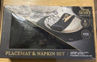 NEW Thyme & Table Harvest Collection 8-Piece Set Black & Gold Modern Texture