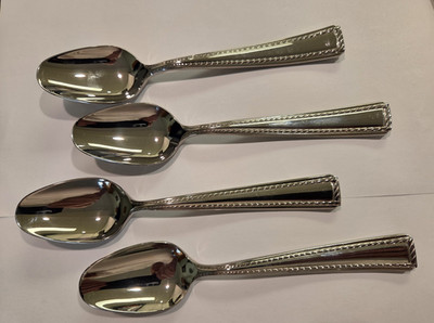 (4) Four Stainless Oneida FLOURISH Oval Soup spoons 7 1/8''