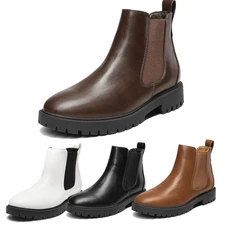 Women Slip On Chelsea Ankle Booties Low Heel Comfort Ankle Boots