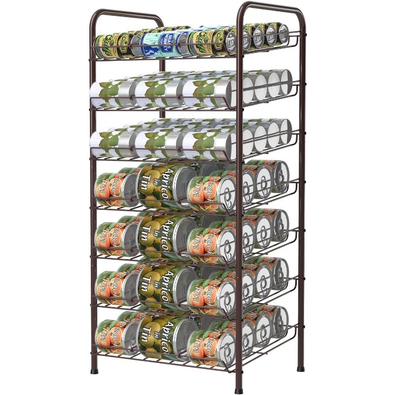 7 Tier Can Organizer for Pantry, Holde up to 84 Cans for Kitchen Cabinet, Brown