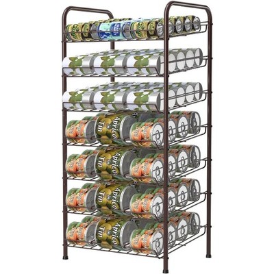 7 Tier Can Organizer for Pantry, Holde up to 84 Cans for Kitchen Cabinet, Brown