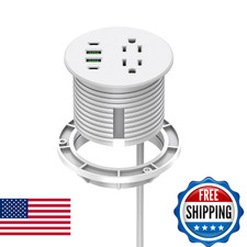 Recessed Power Grommet 3 inch With 65W USB C Ports 2 AC Outlets,Recessed Outlet