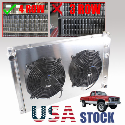 Chevy K20 Radiator 4 Row Radiator With 2Fan Fit 73-87 Chevy C/K C10 C20 K10 K20 GMC C ...