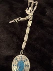 Vintage Whiting Davis, Silver Tone Aztec Turquoise Necklace, Costume Jewelry