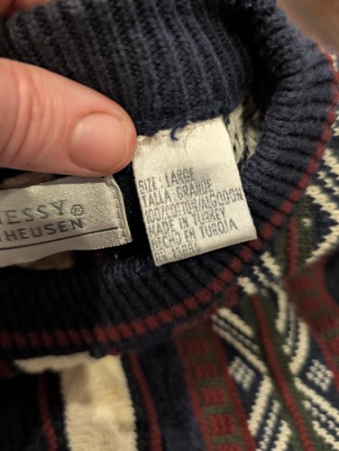Vintage Hennessy Van Heusen Sweater Mens Large Striped Pullover 90s - Picture 4 of 8