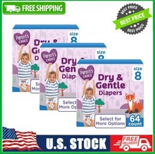 3 Box Parent's Choice Dry  Gentle Diapers Size 8, 64 Ct Box