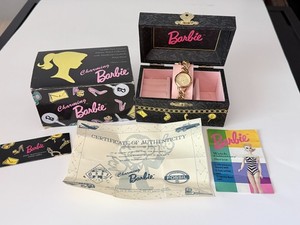 NEW Vintage Fossil and Barbie Gold Tone Bracelet Watch with Pink Lined Box Barbie Watch Fossil | eBay main image 2