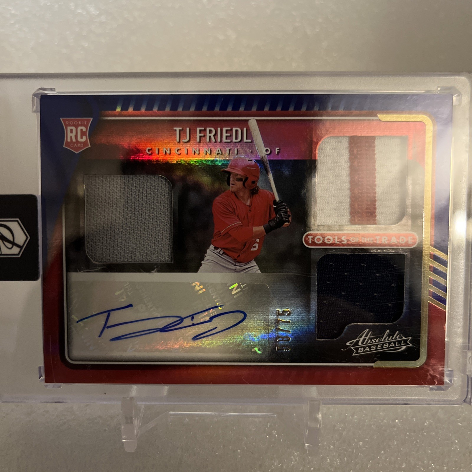 2022 Absolute Baseball TJ Friedl Tools of the Trade Rookie 3 Patch Auto /75