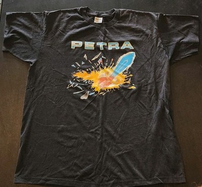 Petra On Fire For God Vintage Graphic Men's T-Shirt Black XL Short Sleeve