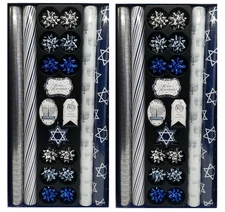 Tom Smith Hanukkah Wrap with 12 Coordinating Tags and Bows 2Pack