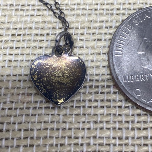 Antique OPRO Sterling Silver Pendant 925 Blue Enamel Heart Necklace 22” Chain - Picture 4 of 7