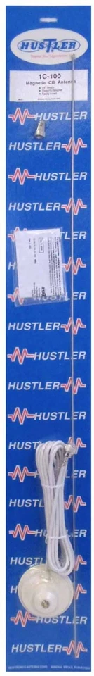 Antena de Radio Hustler IC-100W CB con Base Magnética, Látigo 41" (Blanco) y Coaxial 15' Foto 2 de 2