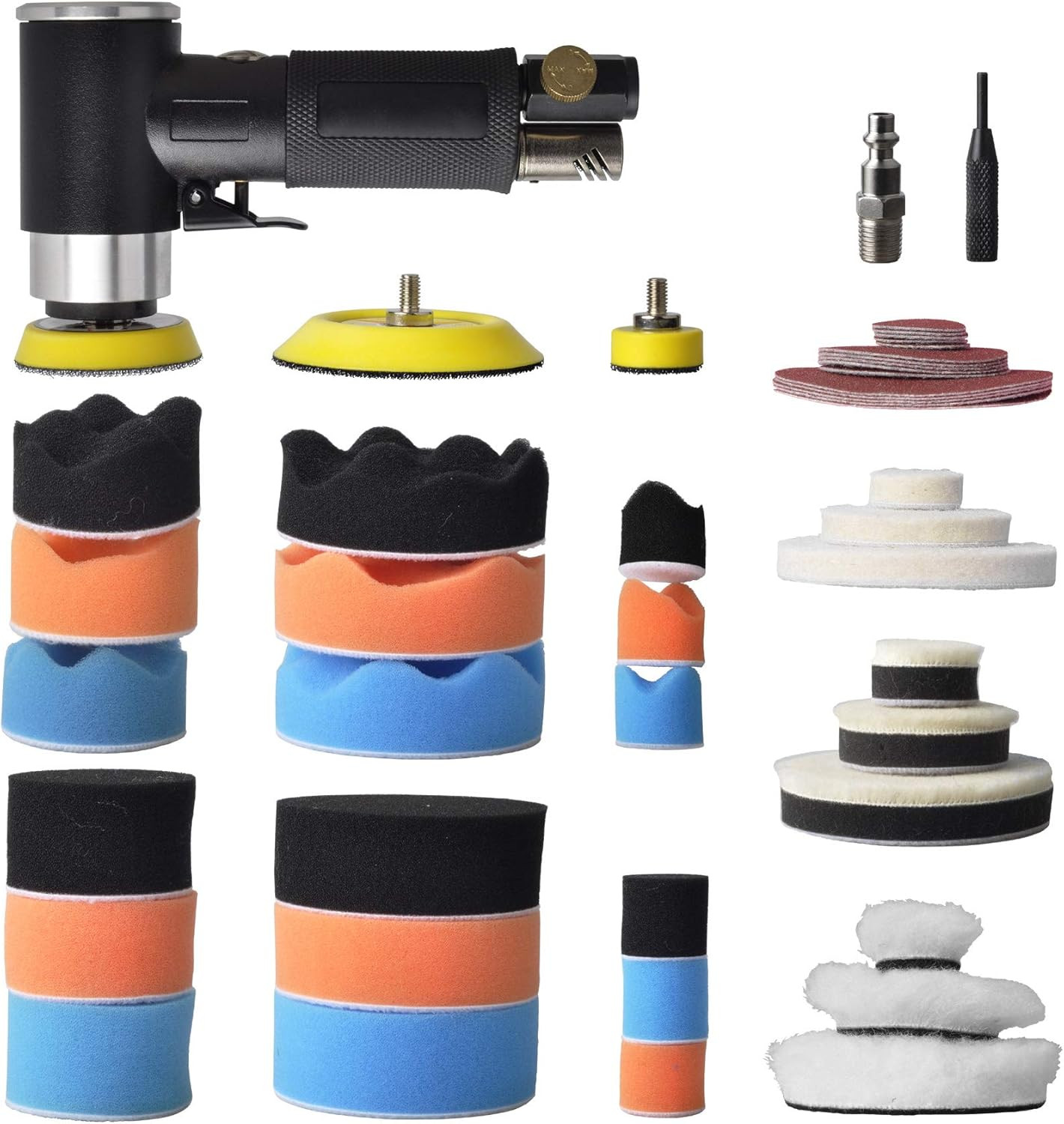 48 Pcs Mini Random Orbital Air Sander Kit, High-Speed Mini A