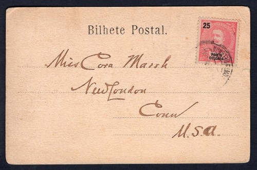 PORTUGAL Ponta Delgada 1903 Postcard to USA. Azores Types, Costumes - Picture 2 of 3