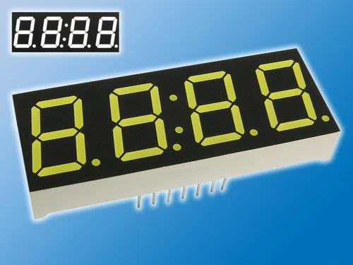 7-Segment Anzeige | Uhrendisplay | 4-stellig | Weiß | 14,2 mm | Lange Pins | Ka.