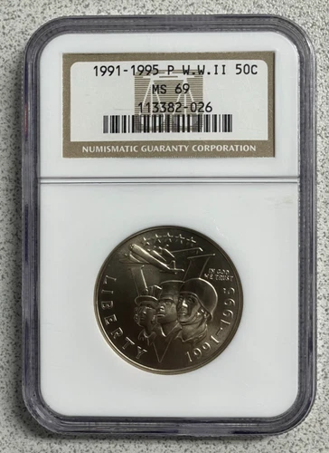 NGC 1991-1995 (P) W.W.II 50C (MS 69) Certification # 113382-026