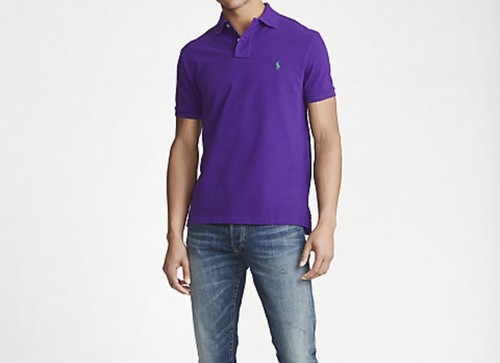 Ralph Lauren uomo TG M Polo manica corta SLIM FIT con pony colore viola |  eBay