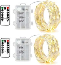 2 Pack 16FT 50 LED Fairy Lights Battery Operated with Timer  Remote Waterproof
