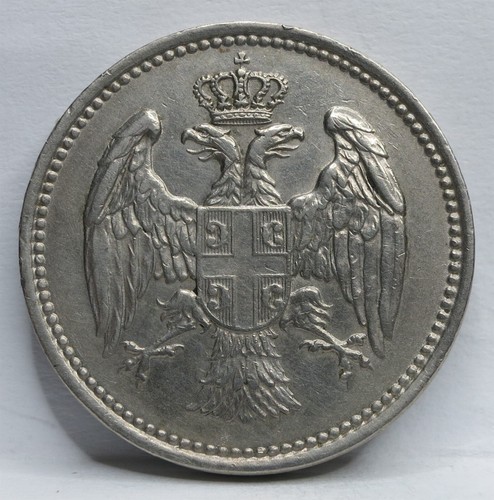 SERBIA Kingdom YUGOSLAVIA 20 para 1884 XF Copper Nickel King Eagle Scarce #F80 - Picture 2 of 6