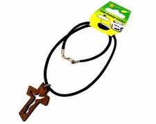 Cross Crucifix car mirror charm decoration necklace fits any car Wooden charm