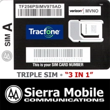 TRACFONE SIM CARD Triple "3 in 1"  NANO • 4GLTE VERIZON MVNO VZW • USPS TRACKING