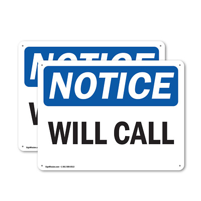 #ad #ad 2 Pack Will Call OSHA Notice Sign Decal Metal Plastic $78.99