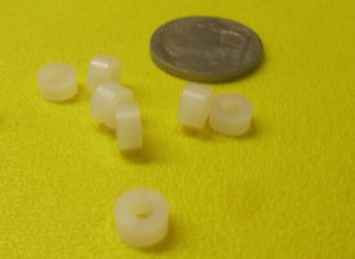 Nylon 66 Spacer, Natural, NO.4 Screw, 1/4" OD x .115" ID x 1/8" Length, 100 pc - Picture 3 of 11
