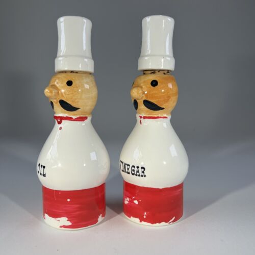 Vintage Nasco Oil and Vinegar Decanter Cruet Chef 7.25” Tall Bake Made in Japan - Picture 7 of 14