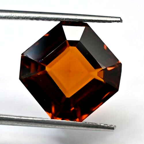 Granate de hessonita natural impecable 13,80 quilates corte Asscher piedra preciosa suelta certificada - Imagen 2 de 5