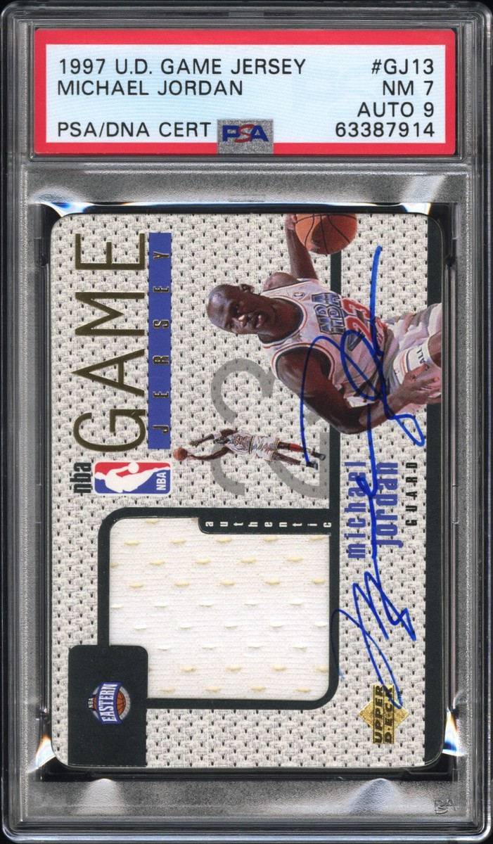 1997 Upper Deck Game Jersey Michael Jordan Auto on card! PSA