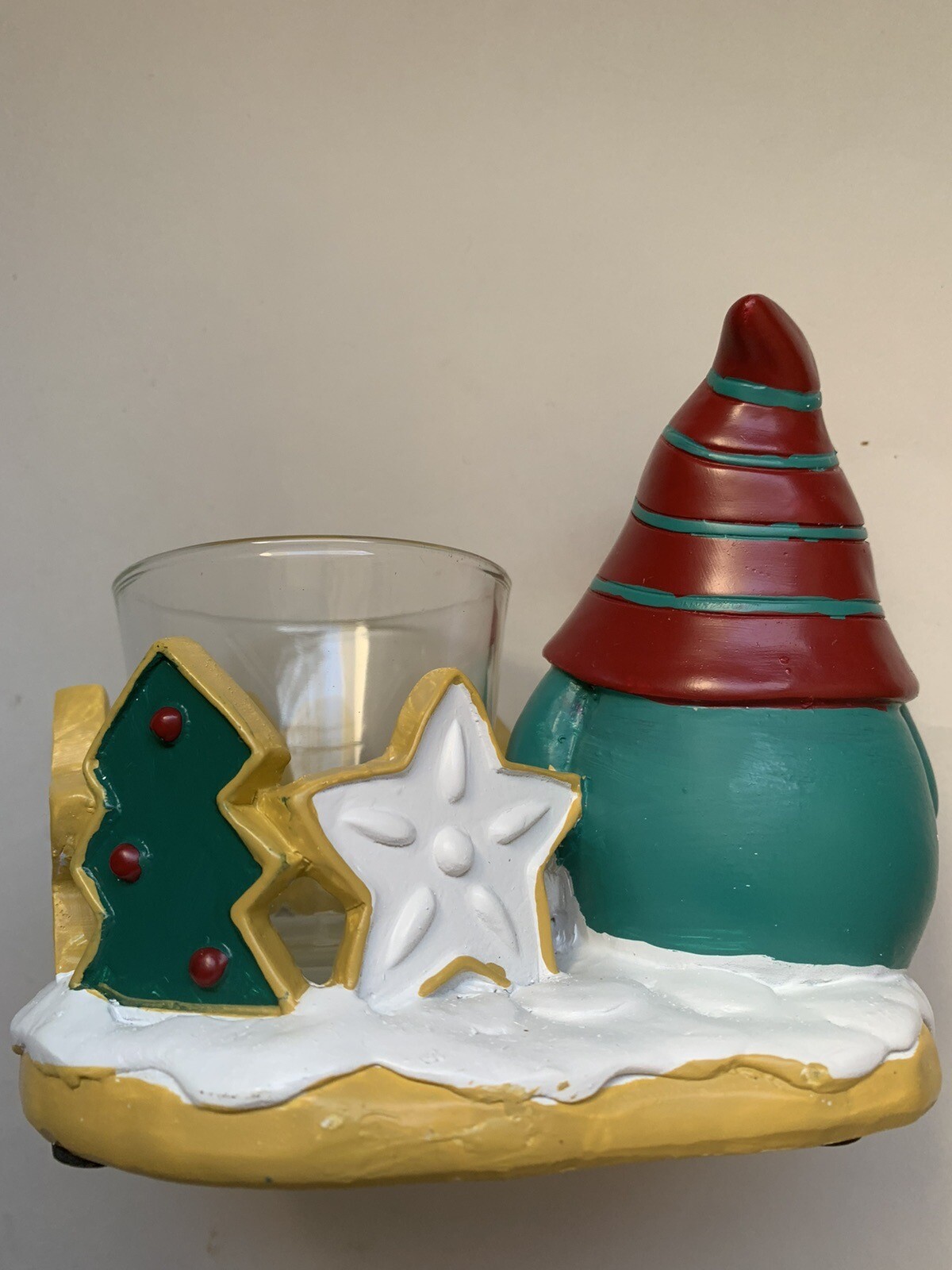 YANKEE CANDLE SANTA GNOME AND COOKIES TEA LIGHT OR VOTIVE HOLDER NEW