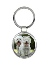 Dogs : Gift Round Keychain Pet Animal Puppy Terrier Canine Pets