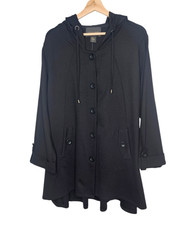 Christian Siriano Ny Black Swing Jacket 1x Ponte Knit Hooded Long Sleeve Neutral
