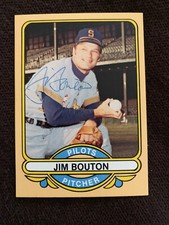 Tarjeta de béisbol firmada por Jim Bouton autógrafa 1969 Seattle Pilots New York Yankees