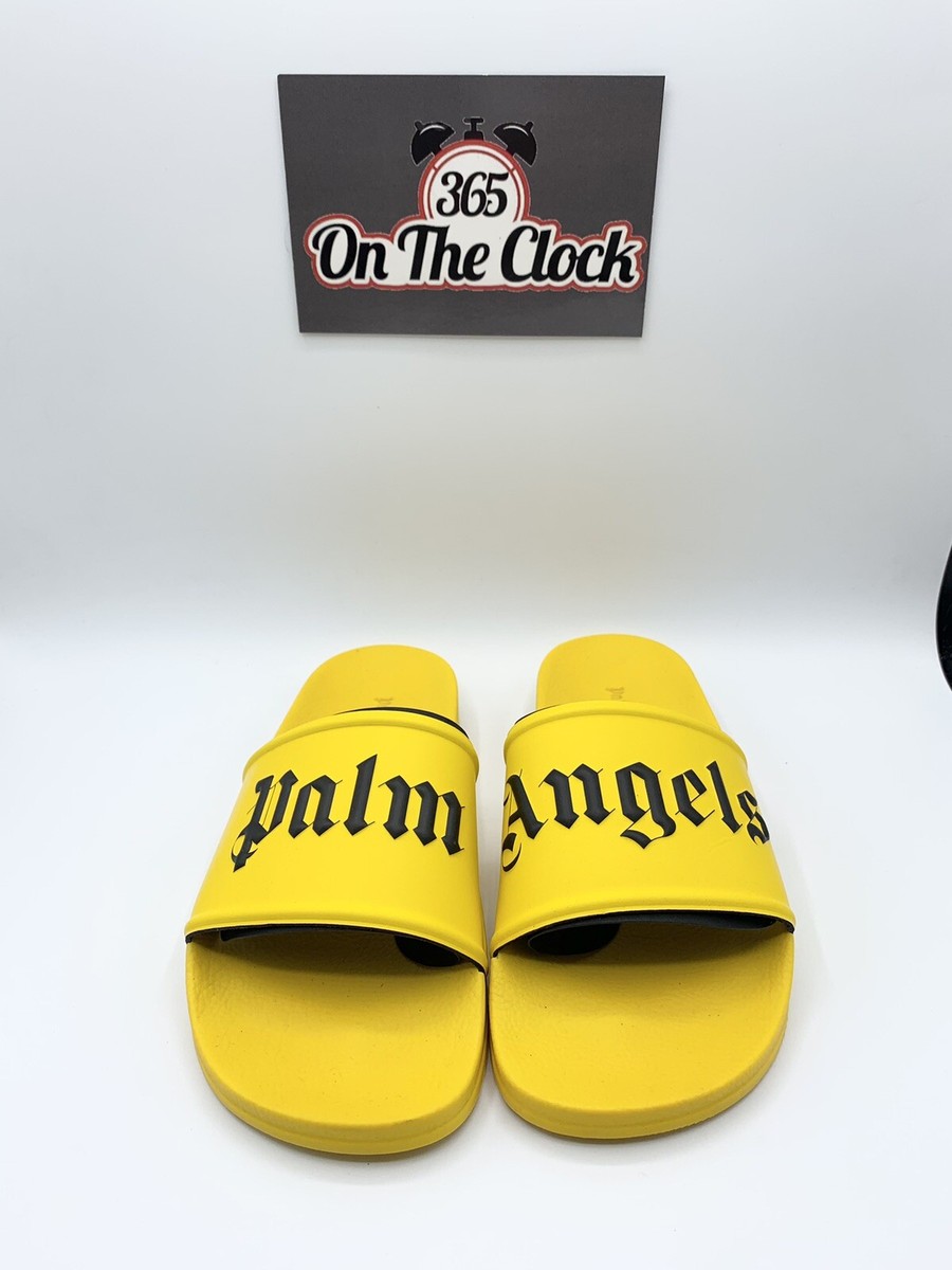 【楽してカッコいい】Palm Angels クラシックロゴプールスライド Palm Angels Pool Slides Yellow Black Size 8 (41 E) | eBay