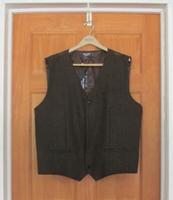 NEW with Tags Men's Paul Jones Brown Herringbone Tweed Wool Suit Vest  Size 2XL