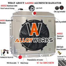 4 Row Radiator Shroud Fan For 53-1956 Ford F-100 F-250 F-350 Pickup Truck