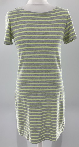 joules riviera Grey Lime Green Striped Cotton Jersey Dress Mariners Uk 10 Vgc M3 - Picture 1 of 11